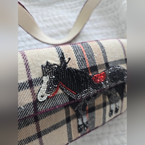 Anthropologie Fiona Beaded Horse Equestrian British Check Old Money NWT - Picture 4 of 13